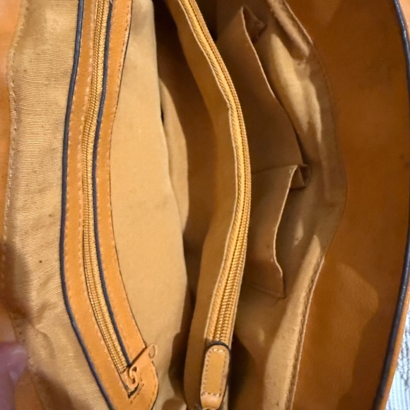 Vintage Y2K western Orange mustard leather shoulder bag baguette style purse - Picture 4 of 14